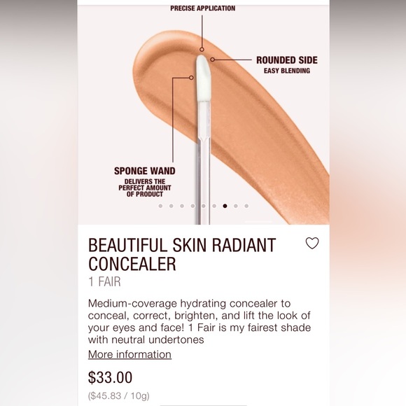 NWT- Charlotte Tilbury- Beautiful Skin Radiant Concealer- 3.5 fair - Picture 8 of 11